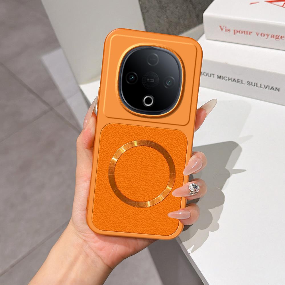 For vivo Y300 Lambskin Series Magnetic Skin Feel Phone Case(Orange)