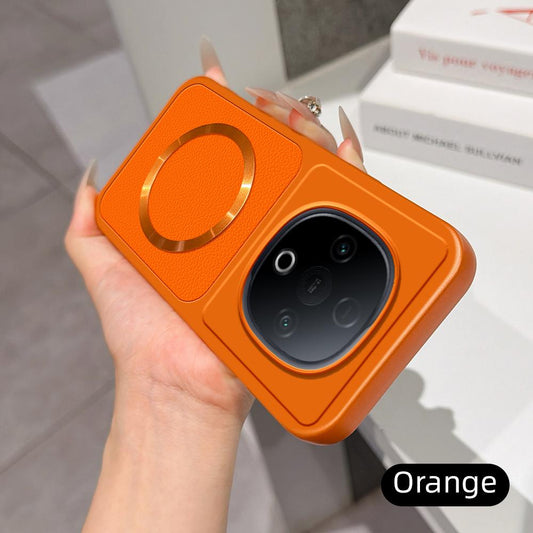 For vivo Y300 Lambskin Series Magnetic Skin Feel Phone Case(Orange)