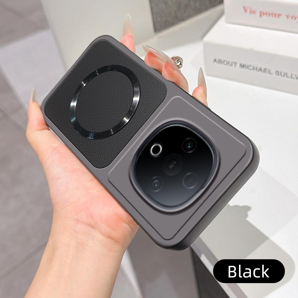 For vivo Y300 Lambskin Series Magnetic Skin Feel Phone Case(Black)