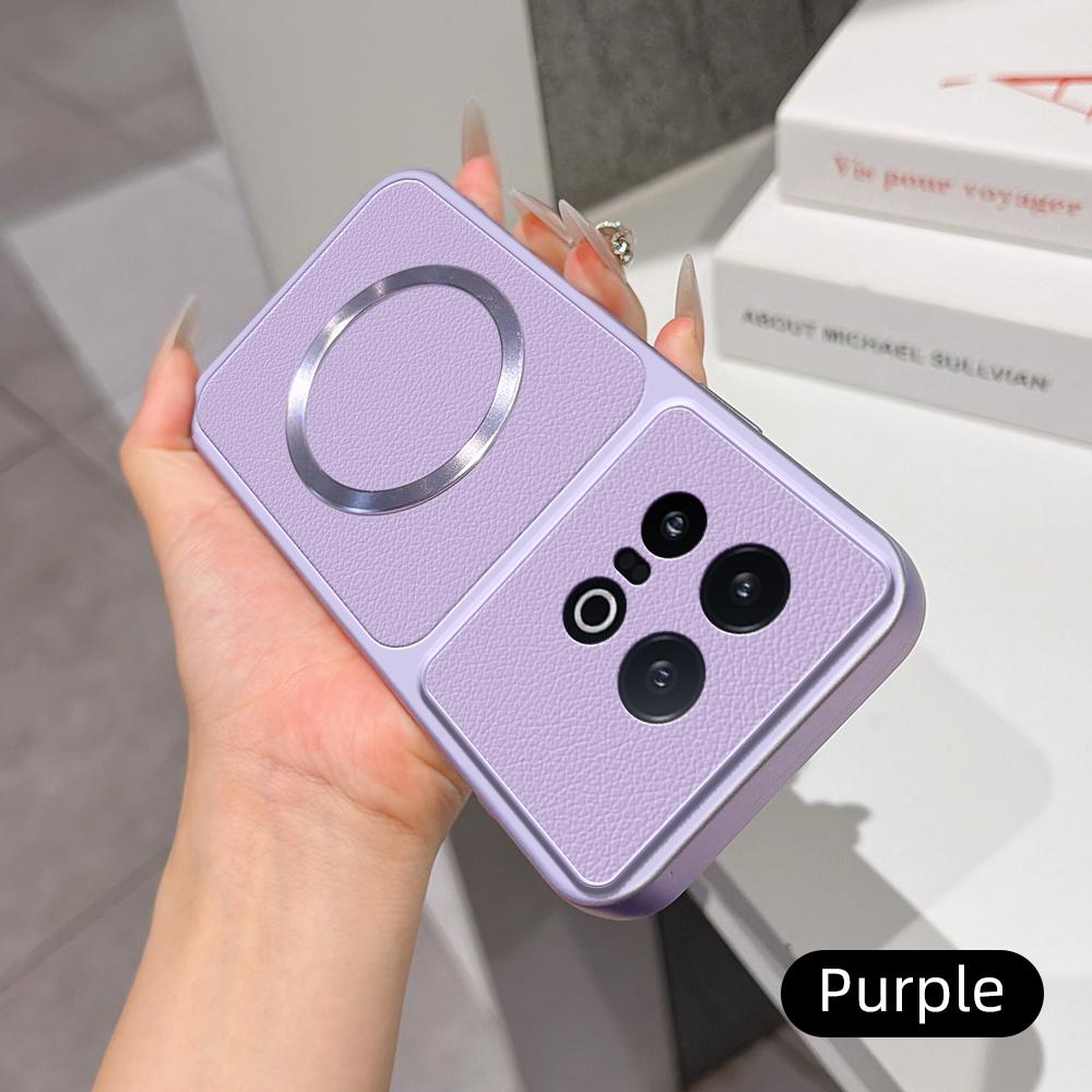 For vivo iQOO 13 Lambskin Series Magnetic Skin Feel Phone Case(Purple)