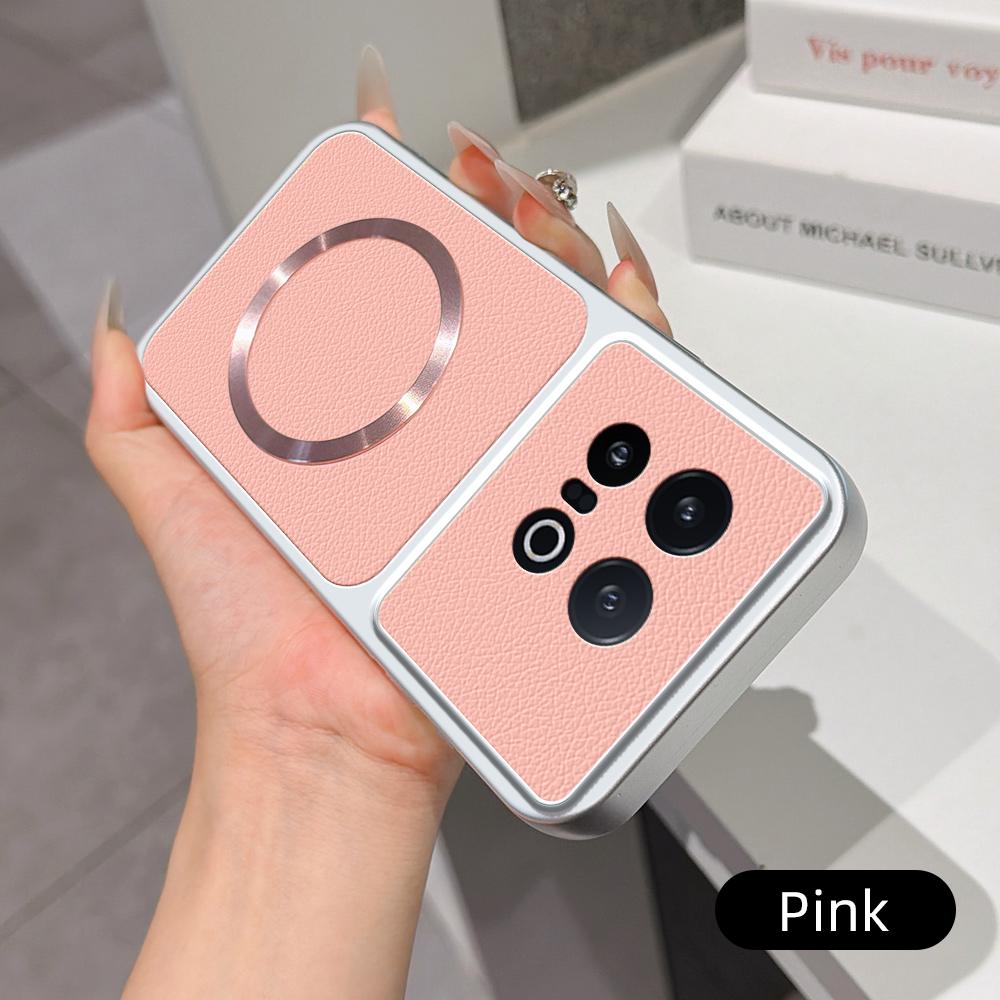 For vivo iQOO 13 Lambskin Series Magnetic Skin Feel Phone Case(Pink)