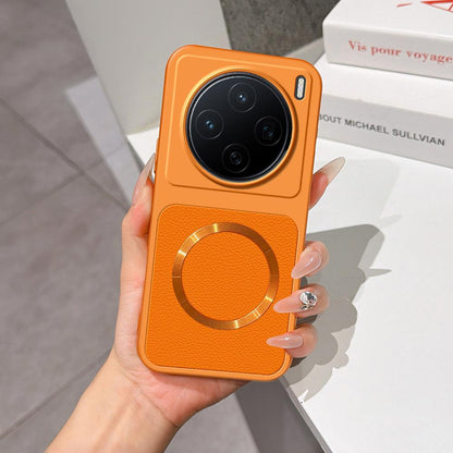 For vivo X200 Lambskin Series Magnetic Skin Feel Phone Case(Orange)