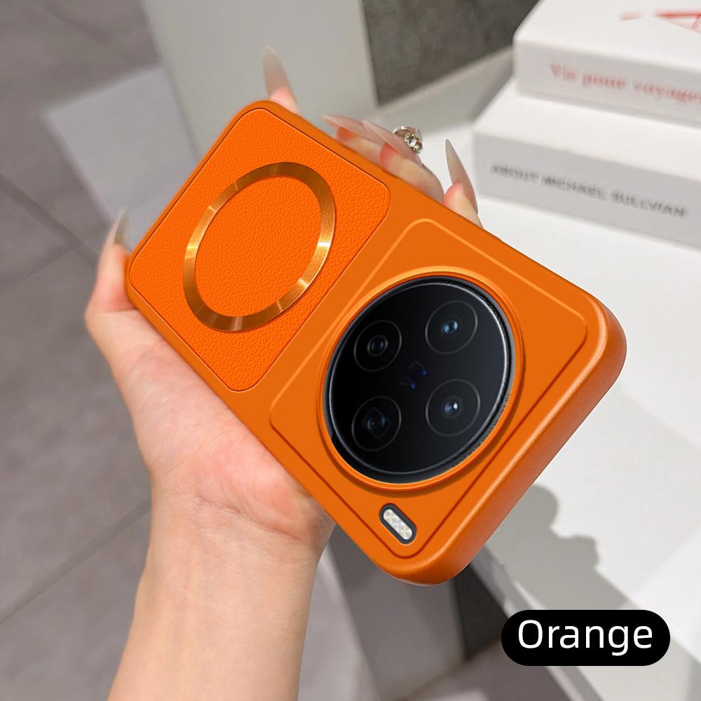 For vivo X200 Lambskin Series Magnetic Skin Feel Phone Case(Orange)