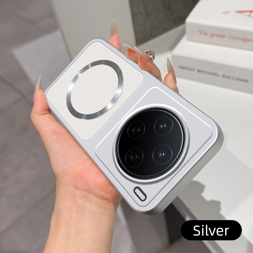 For vivo X200 Lambskin Series Magnetic Skin Feel Phone Case(Silver)