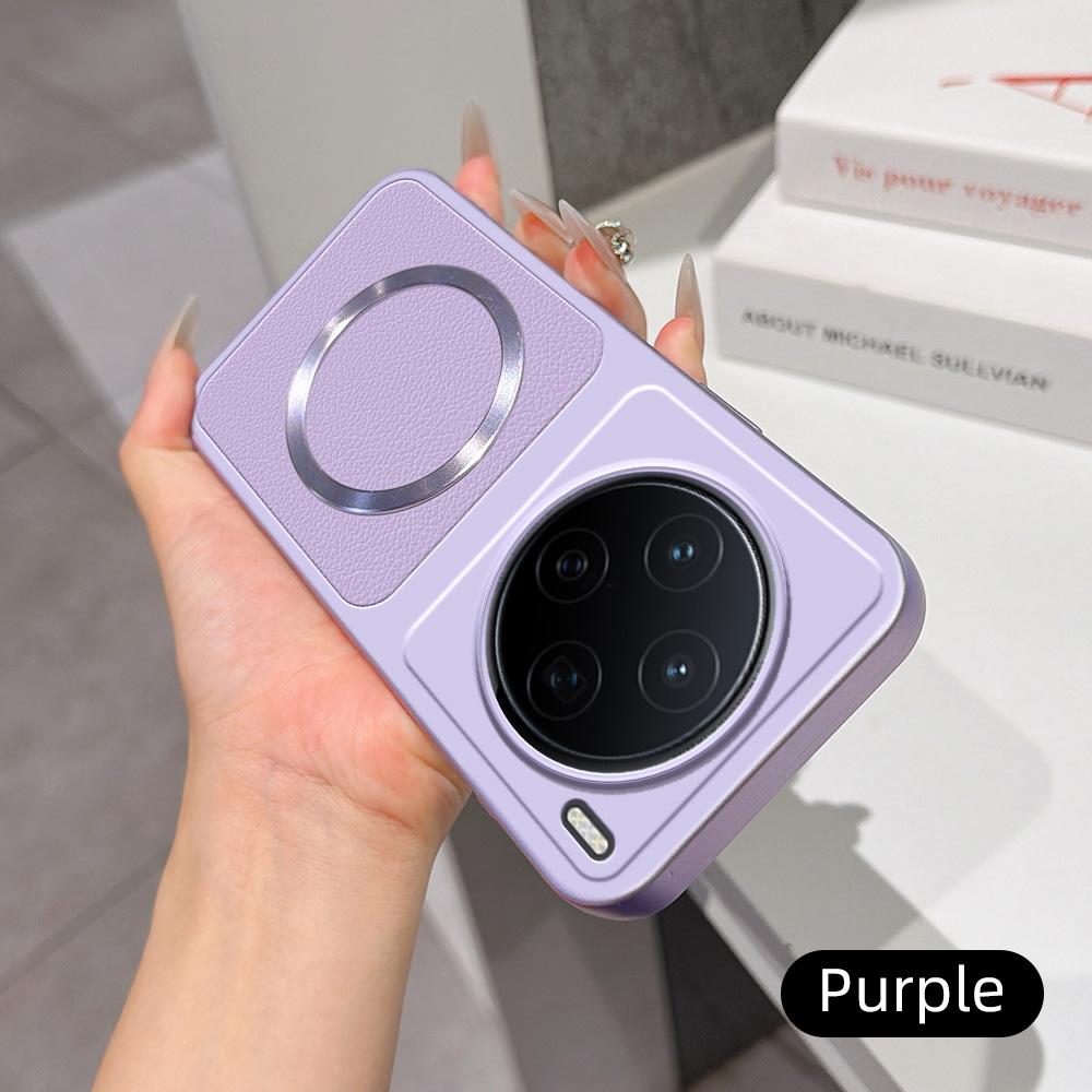 For vivo X200 Lambskin Series Magnetic Skin Feel Phone Case(Purple)