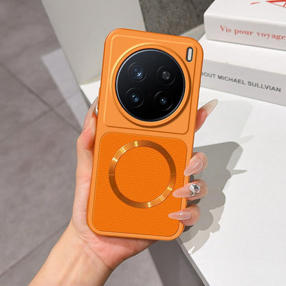 For vivo X200 Pro Lambskin Series Magnetic Skin Feel Phone Case(Orange)