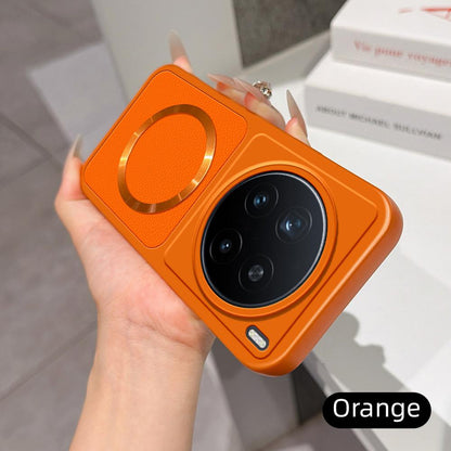 For vivo X200 Pro Lambskin Series Magnetic Skin Feel Phone Case(Orange)