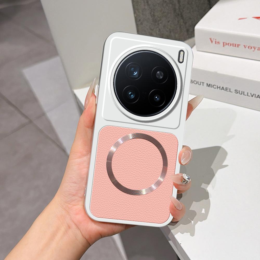 For vivo X200 Pro Lambskin Series Magnetic Skin Feel Phone Case(Pink)