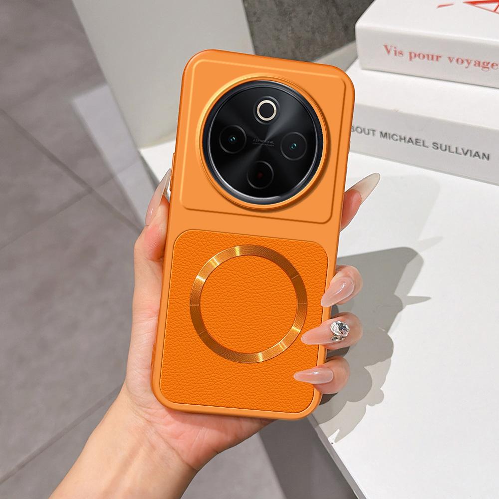 For vivo Y300 Pro Lambskin Series Magnetic Skin Feel Phone Case(Orange)