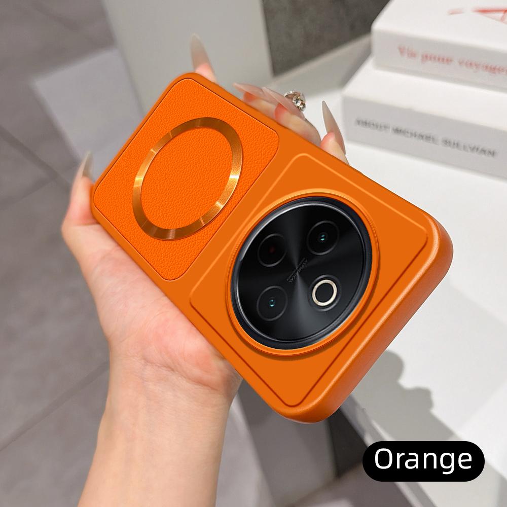 For vivo Y300 Pro Lambskin Series Magnetic Skin Feel Phone Case(Orange)