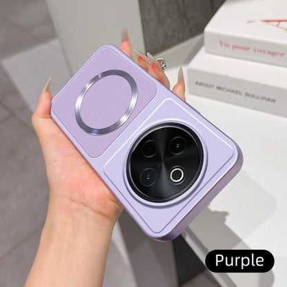 For vivo Y300 Pro Lambskin Series Magnetic Skin Feel Phone Case(Purple)