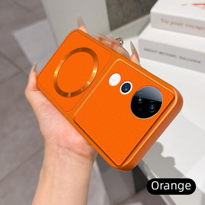 For vivo S19 Pro Lambskin Series Magnetic Skin Feel Phone Case(Orange)