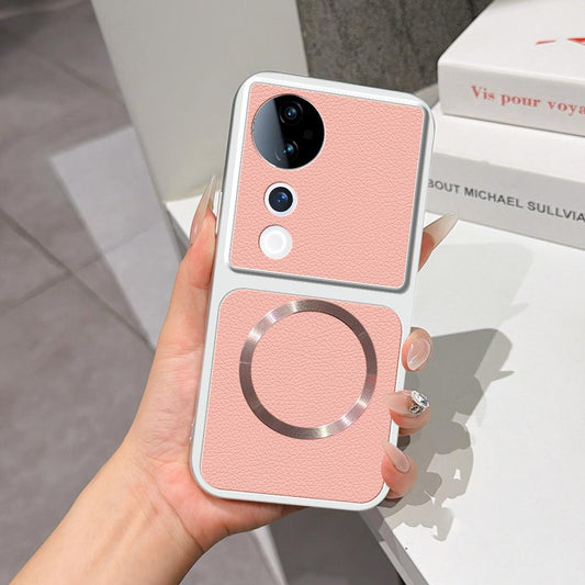 For vivo S19 Pro Lambskin Series Magnetic Skin Feel Phone Case(Pink)
