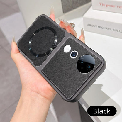 For vivo S19 Pro Lambskin Series Magnetic Skin Feel Phone Case(Black)