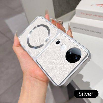 For vivo S19 Lambskin Series Magnetic Skin Feel Phone Case(Silver)
