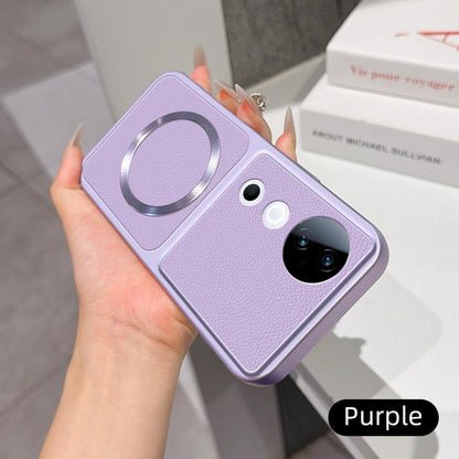 For vivo S19 Lambskin Series Magnetic Skin Feel Phone Case(Purple)