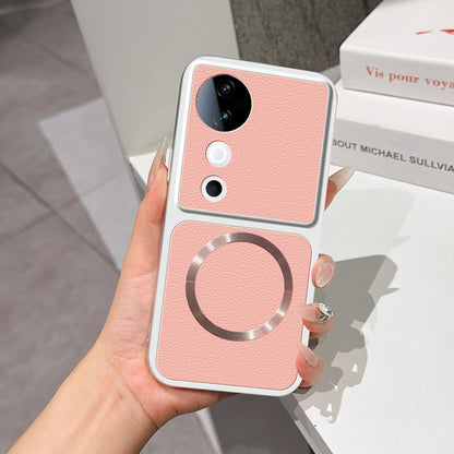 For vivo S19 Lambskin Series Magnetic Skin Feel Phone Case(Pink)