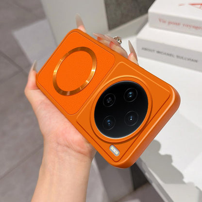 For vivo X100s Lambskin Series Magnetic Skin Feel Phone Case(Orange)