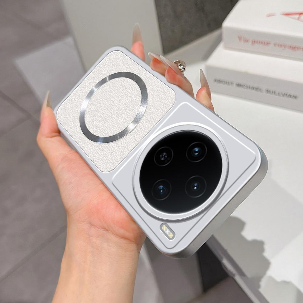 For vivo X100s Lambskin Series Magnetic Skin Feel Phone Case(Silver)