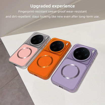 For vivo X100s Lambskin Series Magnetic Skin Feel Phone Case(Silver)