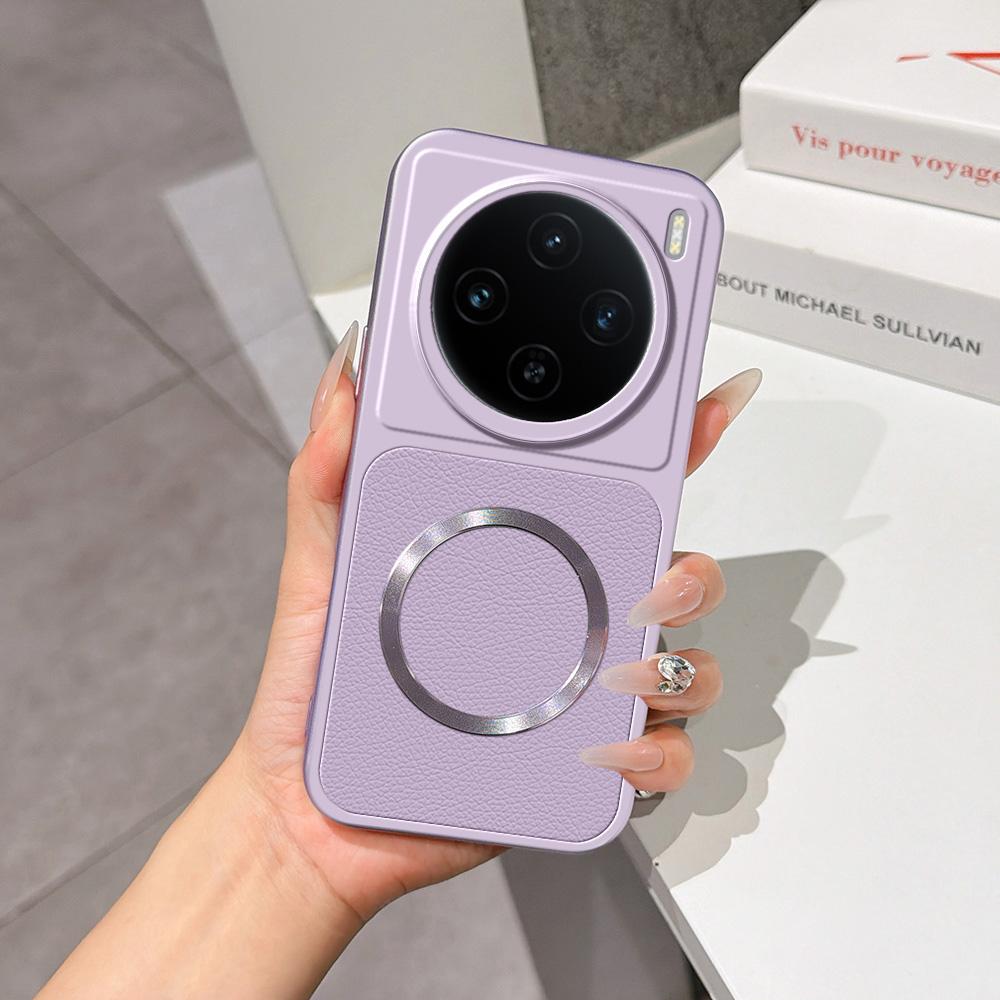 For vivo X100s Lambskin Series Magnetic Skin Feel Phone Case(Purple)