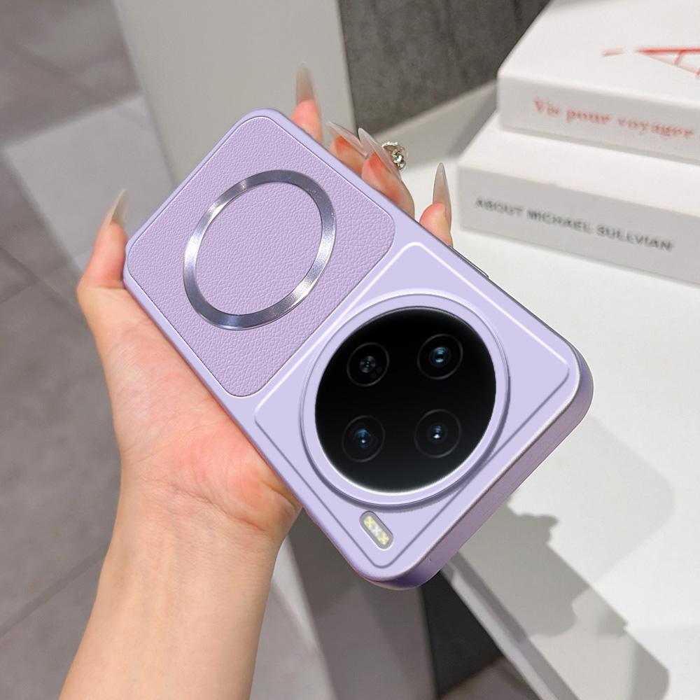For vivo X100s Lambskin Series Magnetic Skin Feel Phone Case(Purple)