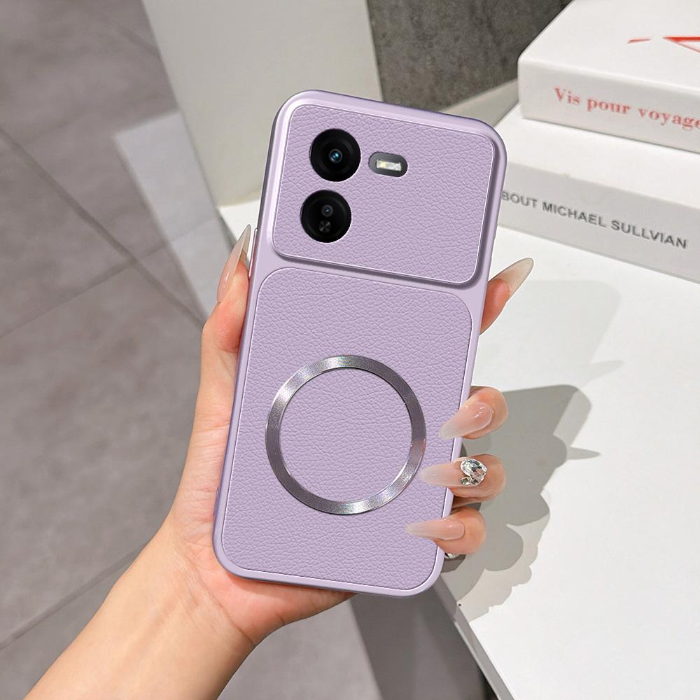 For vivo iQOO Z9x Lambskin Series Magnetic Skin Feel Phone Case(Purple)