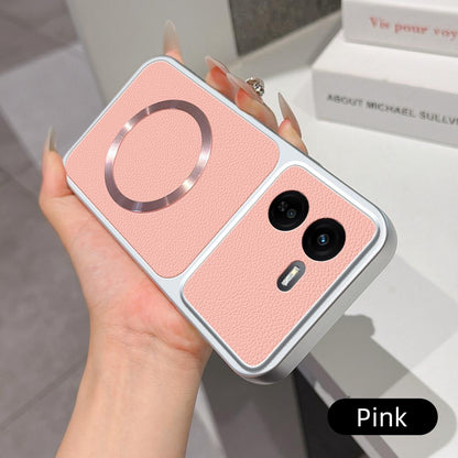 For vivo iQOO Z9x Lambskin Series Magnetic Skin Feel Phone Case(Pink)