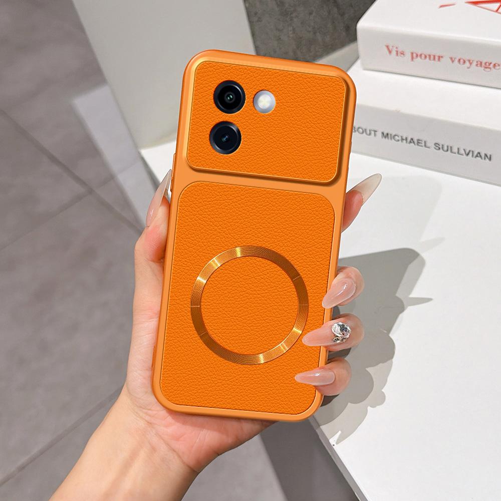 For vivo Y200i Lambskin Series Magnetic Skin Feel Phone Case(Orange)