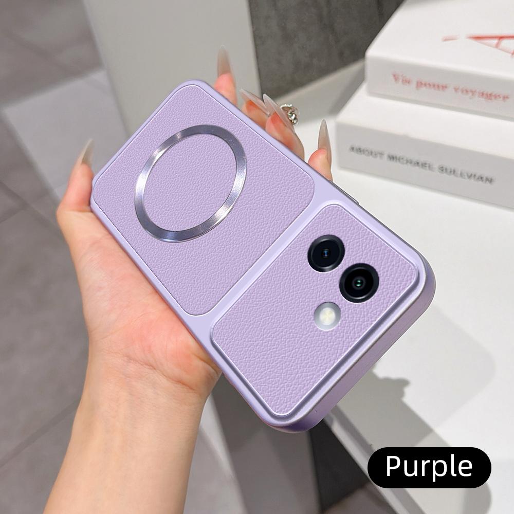 For vivo Y200i Lambskin Series Magnetic Skin Feel Phone Case(Purple)
