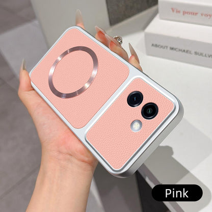 For vivo Y200i Lambskin Series Magnetic Skin Feel Phone Case(Pink)
