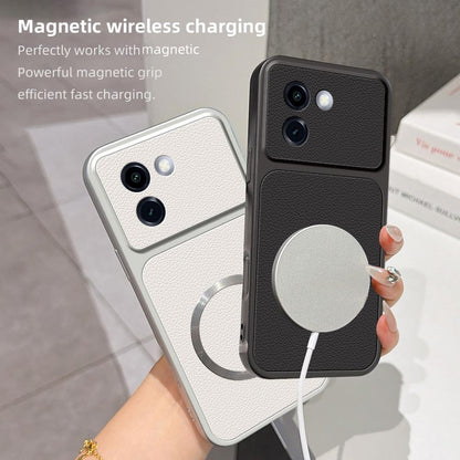 For vivo Y200i Lambskin Series Magnetic Skin Feel Phone Case(Black)
