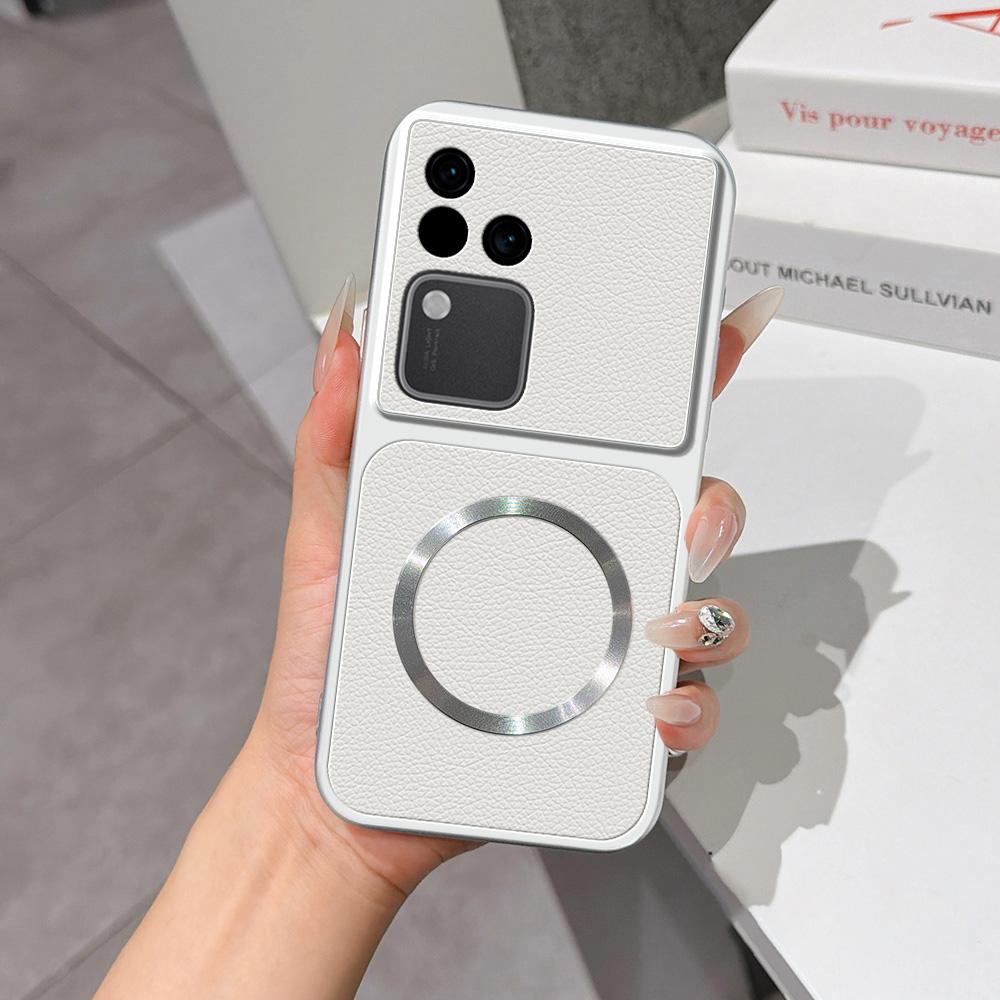 For vivo S18 Lambskin Series Magnetic Skin Feel Phone Case(Silver)