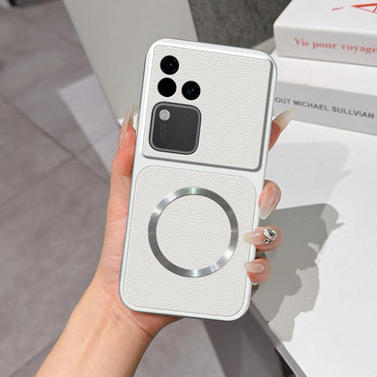 For vivo S18 Lambskin Series Magnetic Skin Feel Phone Case(Silver)