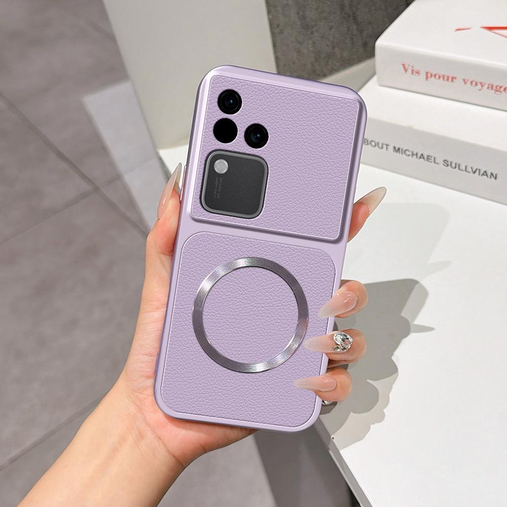 For vivo S18 Lambskin Series Magnetic Skin Feel Phone Case(Purple)