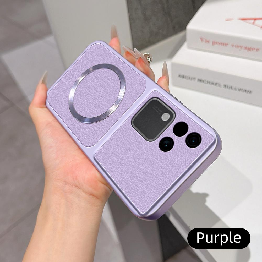 For vivo S18 Lambskin Series Magnetic Skin Feel Phone Case(Purple)