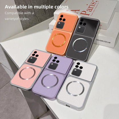 For vivo S18 Lambskin Series Magnetic Skin Feel Phone Case(Purple)