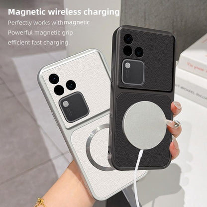 For vivo S18 Lambskin Series Magnetic Skin Feel Phone Case(Purple)