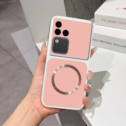 For vivo S18 Lambskin Series Magnetic Skin Feel Phone Case(Pink)