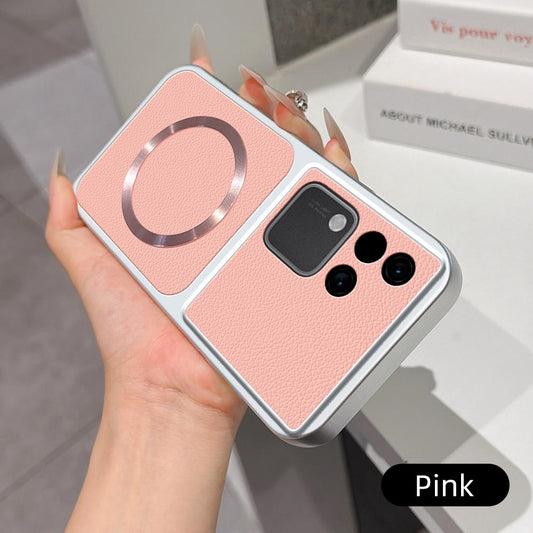 For vivo S18 Lambskin Series Magnetic Skin Feel Phone Case(Pink)