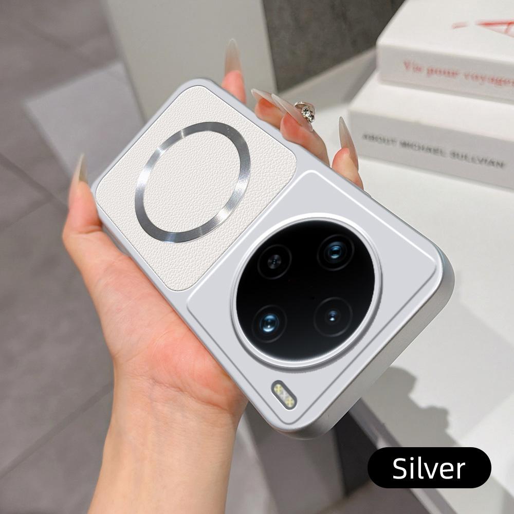 For vivo X100 Pro Lambskin Series Magnetic Skin Feel Phone Case(Silver)