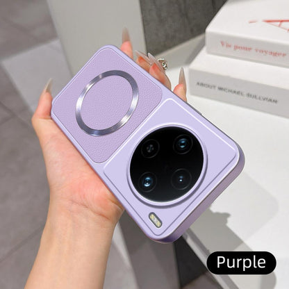 For vivo X100 Pro Lambskin Series Magnetic Skin Feel Phone Case(Purple)