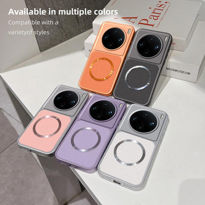 For vivo X100 Pro Lambskin Series Magnetic Skin Feel Phone Case(Purple)