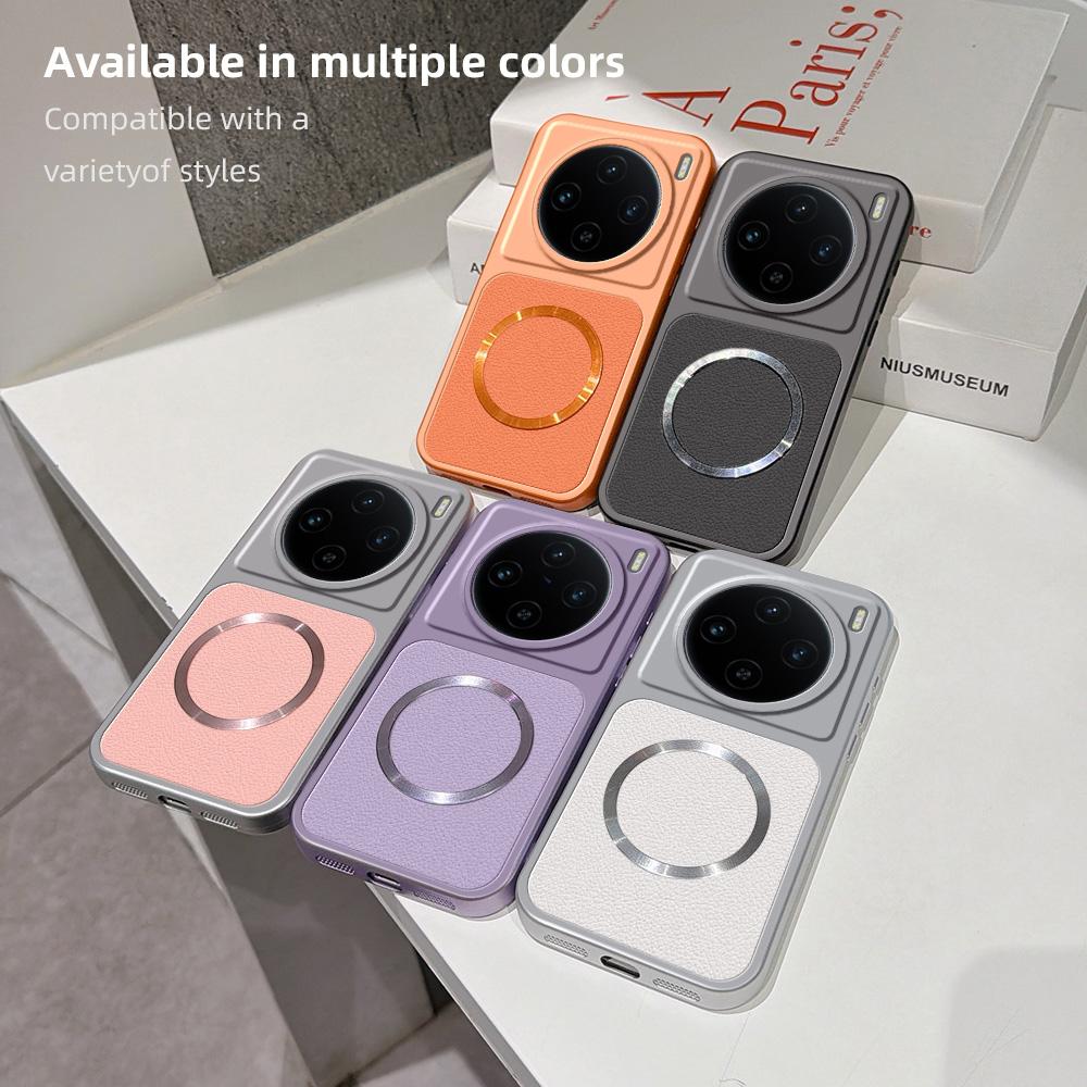 For vivo X100 Lambskin Series Magnetic Skin Feel Phone Case(Purple)