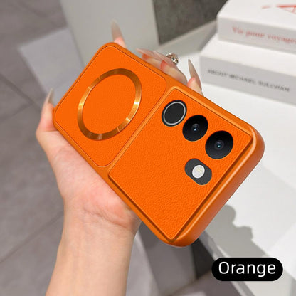 For vivo S17 Lambskin Series Magnetic Skin Feel Phone Case(Orange)