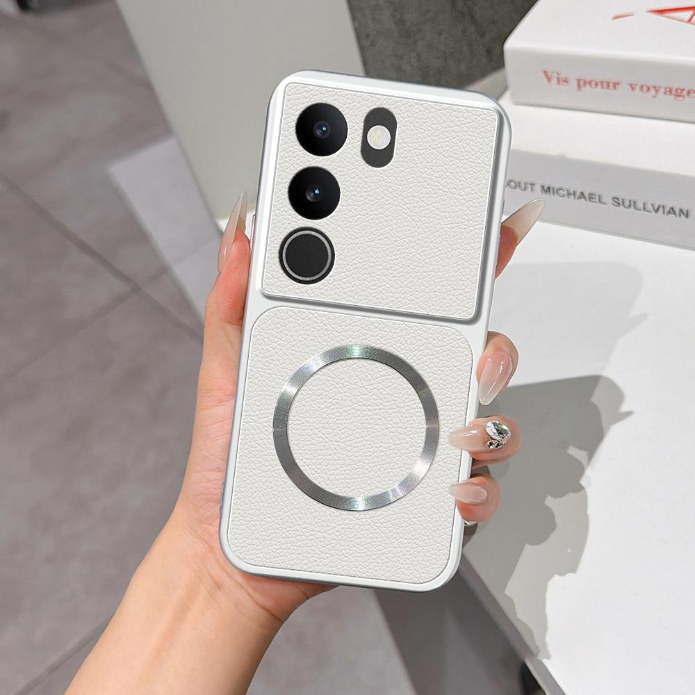 For vivo S17 Lambskin Series Magnetic Skin Feel Phone Case(Silver)
