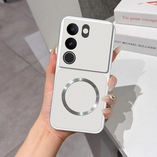 For vivo S17 Lambskin Series Magnetic Skin Feel Phone Case(Silver)