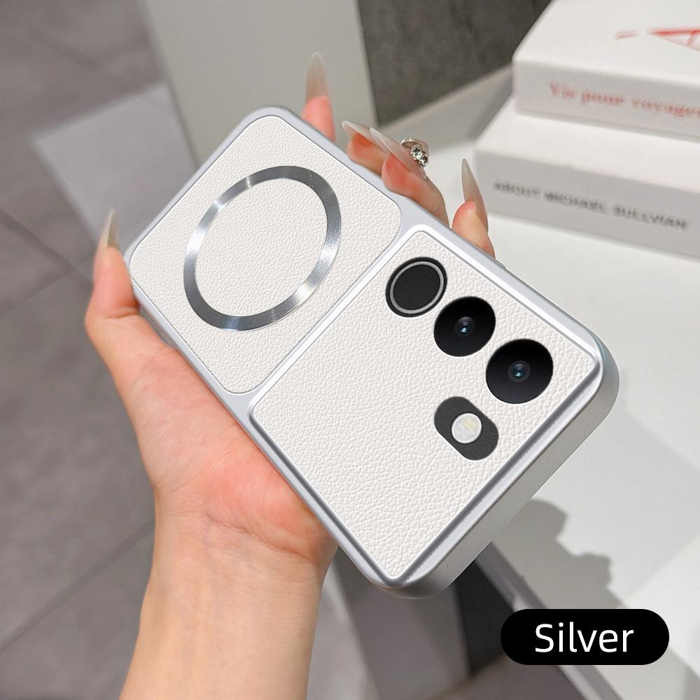 For vivo S17 Lambskin Series Magnetic Skin Feel Phone Case(Silver)