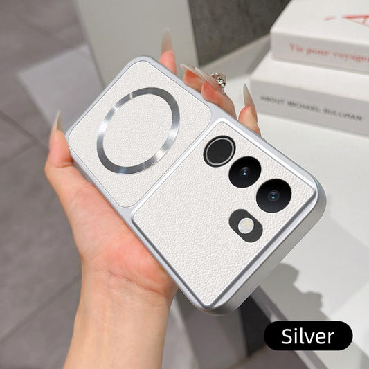 For vivo S17 Lambskin Series Magnetic Skin Feel Phone Case(Silver)