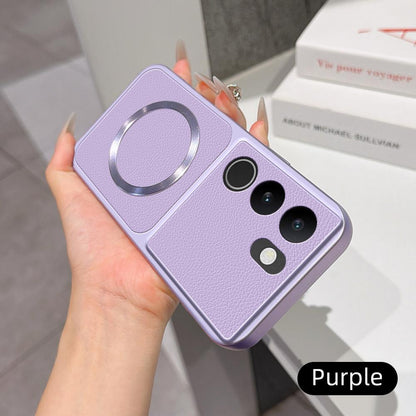 For vivo S17 Lambskin Series Magnetic Skin Feel Phone Case(Purple)